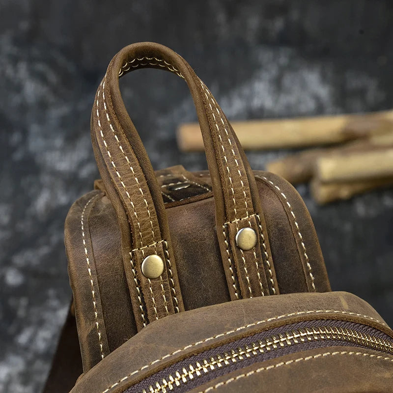 Blanche: Timeless Trek - Crazy Horse Leather Sling Bag / Chest Bag
