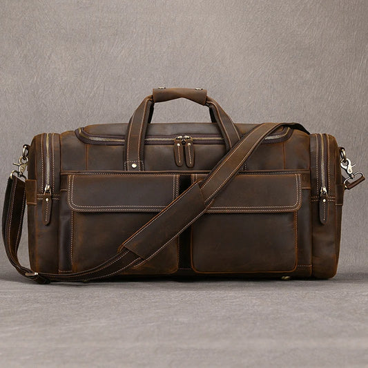 Gudrun: Vintage Wanderlust - Genuine Crazy Horse Leather Duffle Bag