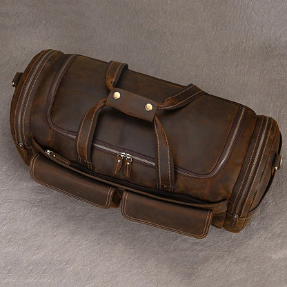 Gudrun: Vintage Wanderlust - Genuine Crazy Horse Leather Duffle Bag