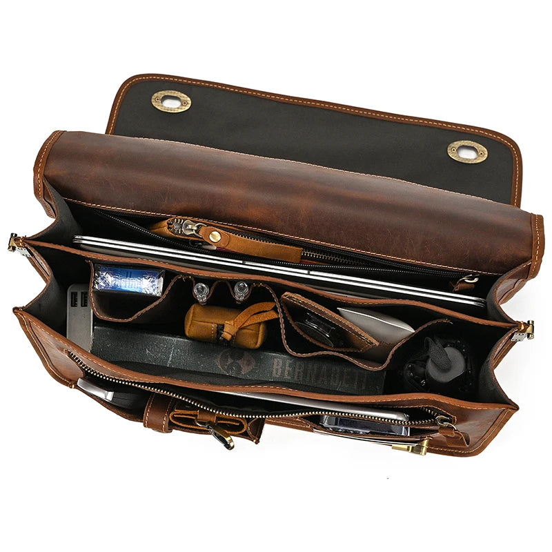 Wulfstan: Versatile Elegance: Genuine Leather Laptop Bag & Business Briefcase for Professionals