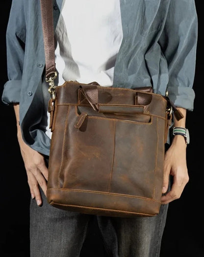 Oswald: Handmade Crazy Horse Leather Retro Shoulder Bag