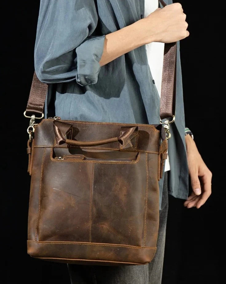 Oswald: Handmade Crazy Horse Leather Retro Shoulder Bag