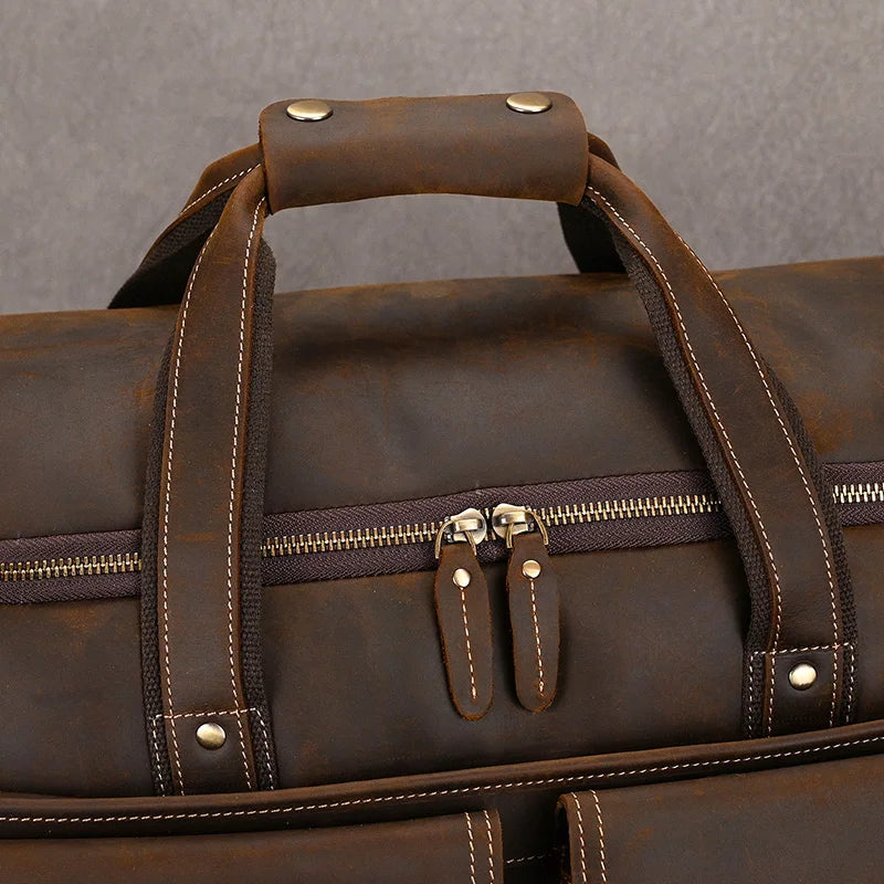 Gudrun: Vintage Wanderlust - Genuine Crazy Horse Leather Duffle Bag