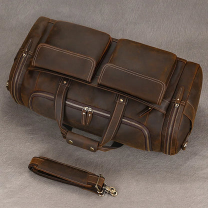 Gudrun: Vintage Wanderlust - Genuine Crazy Horse Leather Duffle Bag