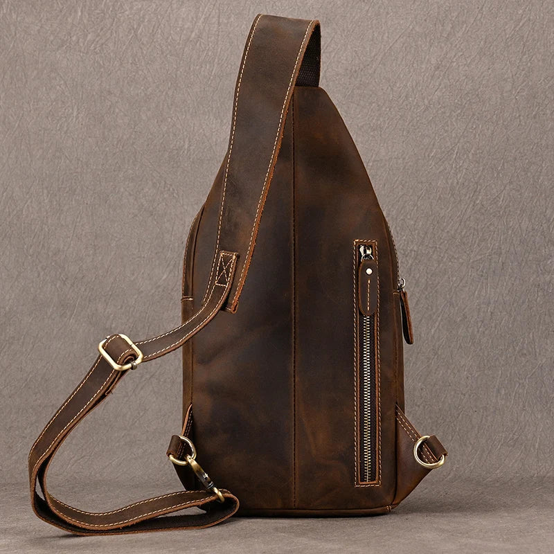 Arthur: Retro Crazy Horse Leather Chest Bag for Timeless Style