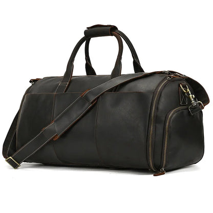 Winifred: Elite Crazy Horse Leather Travel Suit Bag – Ultimate Business Duffle Bag