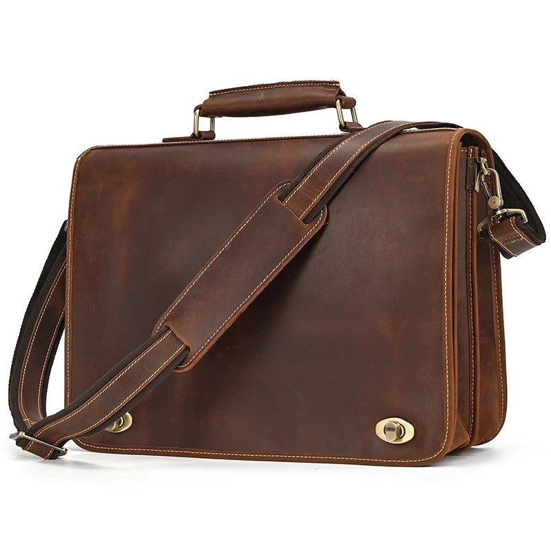 Wulfstan: Versatile Elegance: Genuine Leather Laptop Bag & Business Briefcase for Professionals