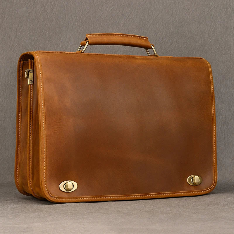 Wulfstan: Versatile Elegance: Genuine Leather Laptop Bag & Business Briefcase for Professionals