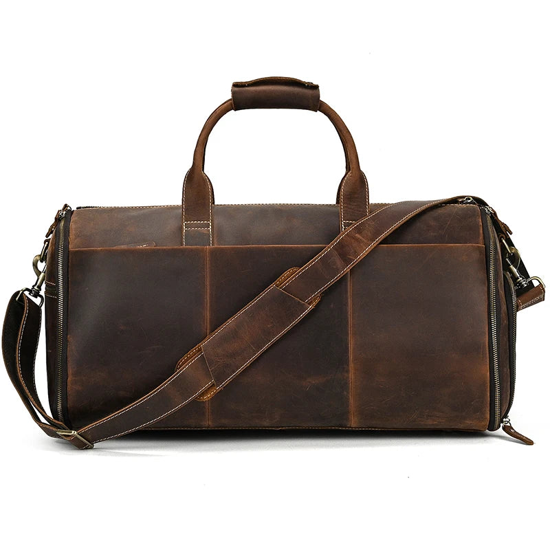 Winifred: Elite Crazy Horse Leather Travel Suit Bag – Ultimate Business Duffle Bag