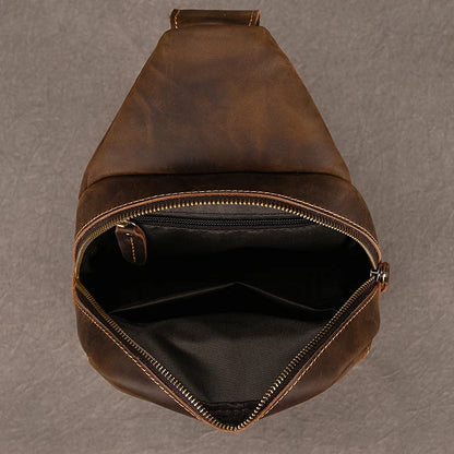 Arthur: Retro Crazy Horse Leather Chest Bag for Timeless Style