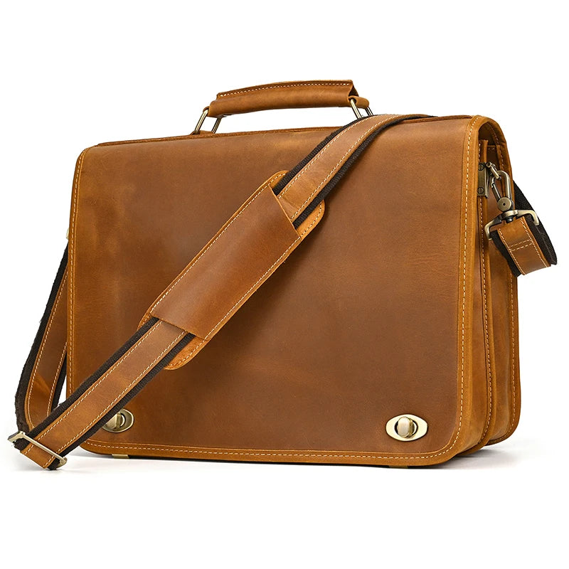 Wulfstan: Versatile Elegance: Genuine Leather Laptop Bag & Business Briefcase for Professionals