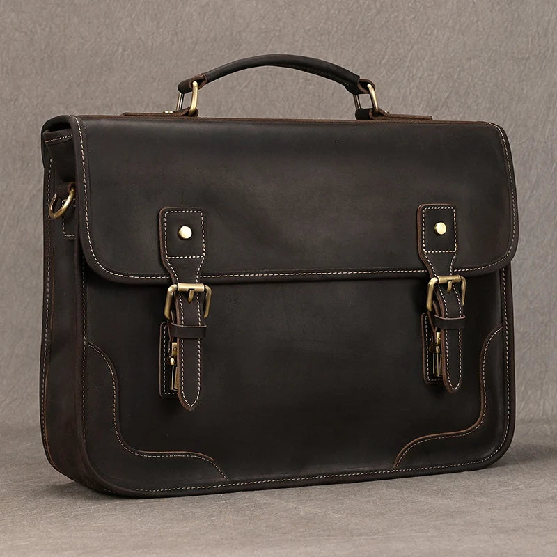 Ranulf: Executive Elegance: Premium Cowskin Leather Briefcase