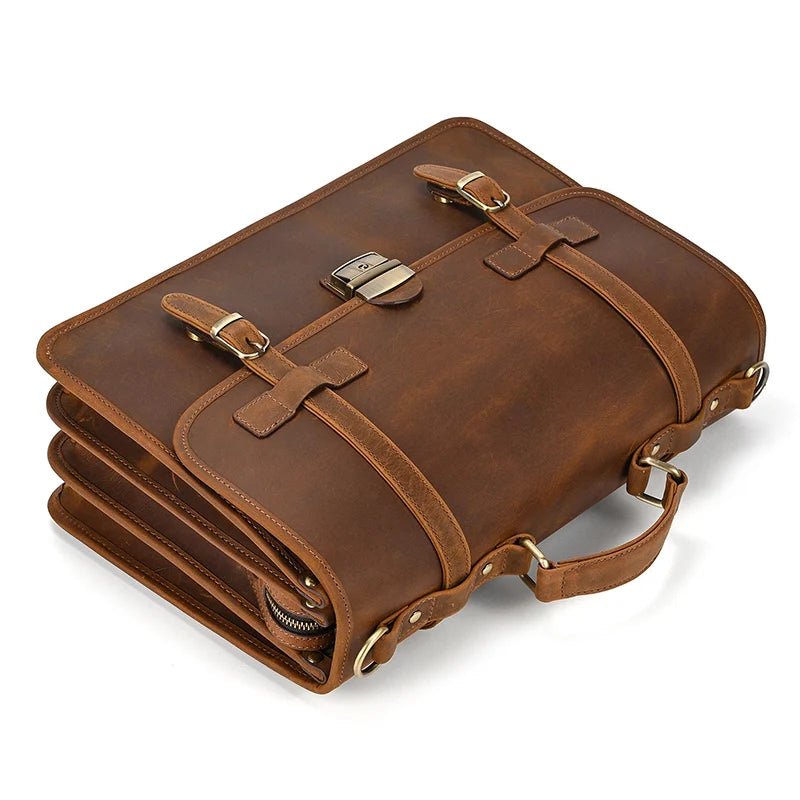 Ulric: Executive Dual-Use Leather Briefcase: The Ultimate Office & Travel Tote