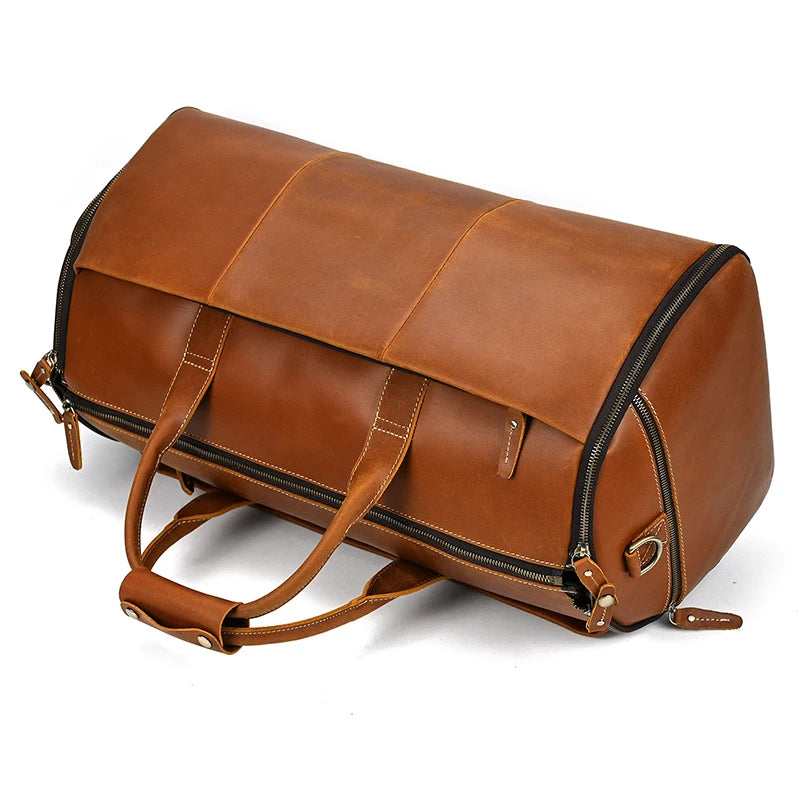 Winifred: Elite Crazy Horse Leather Travel Suit Bag – Ultimate Business Duffle Bag