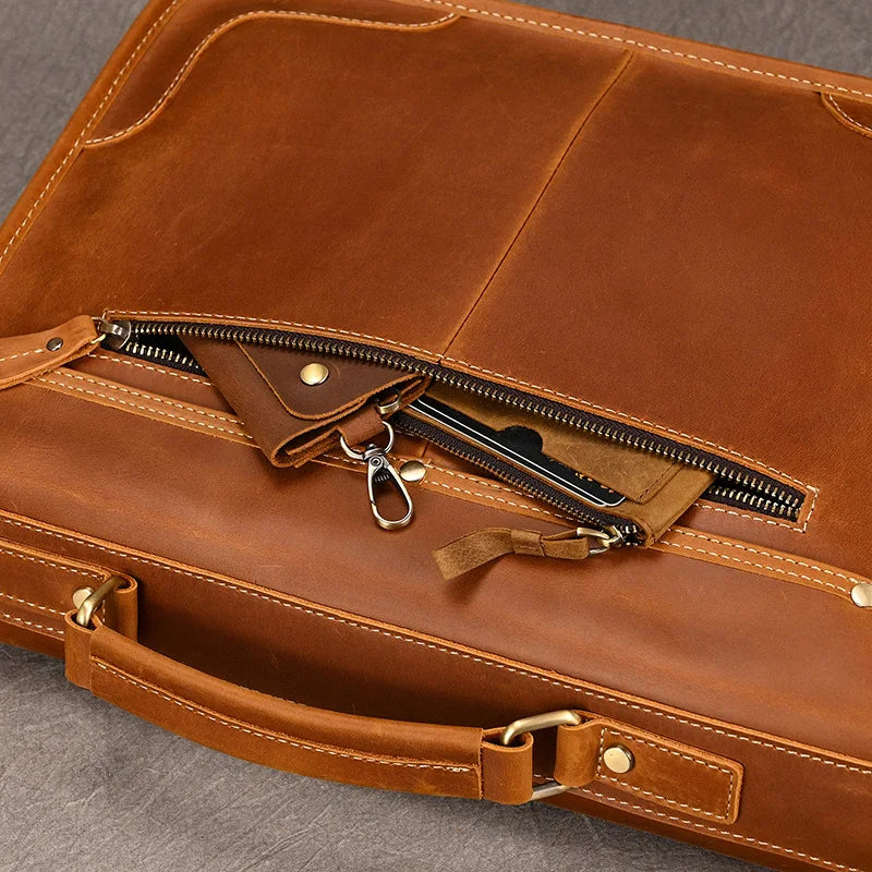 Ranulf: Executive Elegance: Premium Cowskin Leather Briefcase