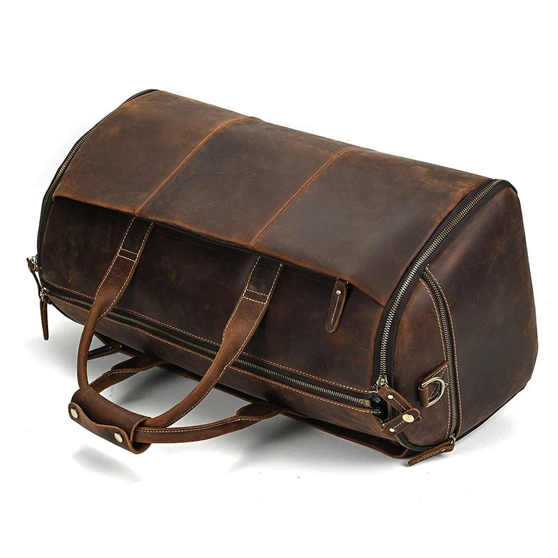 Winifred: Elite Crazy Horse Leather Travel Suit Bag – Ultimate Business Duffle Bag