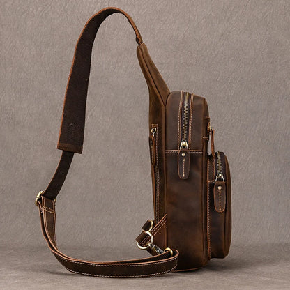 Arthur: Retro Crazy Horse Leather Chest Bag for Timeless Style