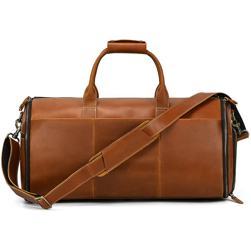 Winifred: Elite Crazy Horse Leather Travel Suit Bag – Ultimate Business Duffle Bag