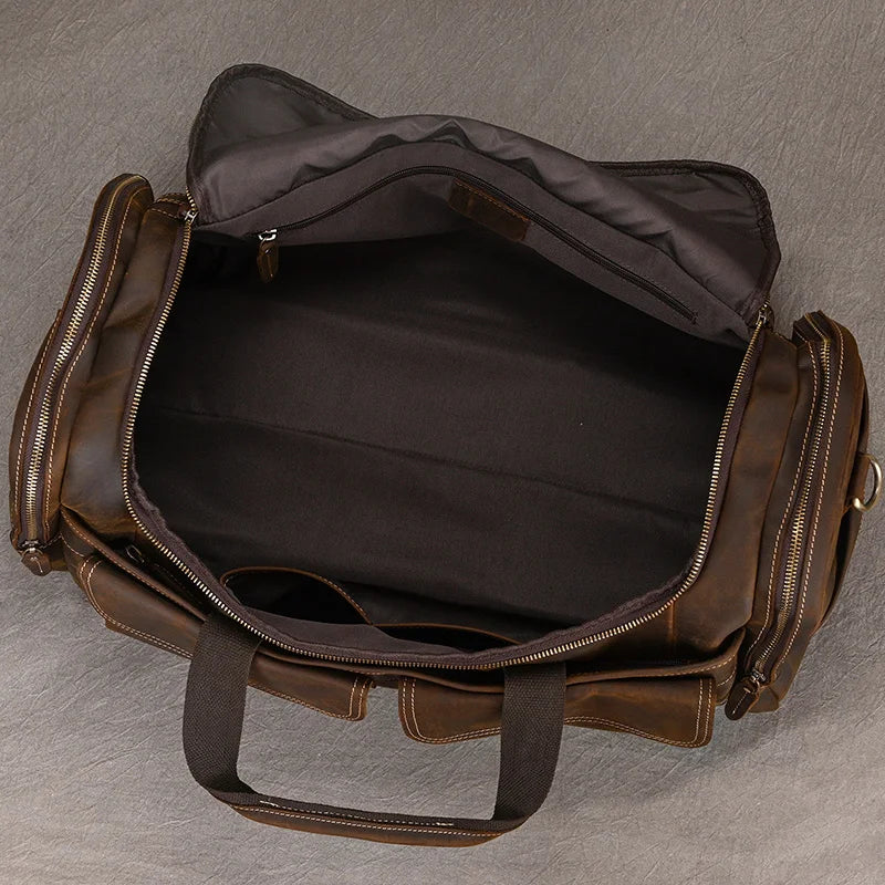 Gudrun: Vintage Wanderlust - Genuine Crazy Horse Leather Duffle Bag