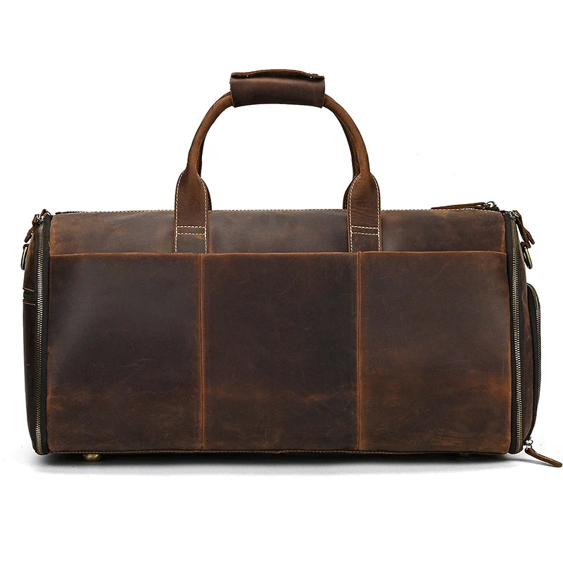 Winifred: Elite Crazy Horse Leather Travel Suit Bag – Ultimate Business Duffle Bag