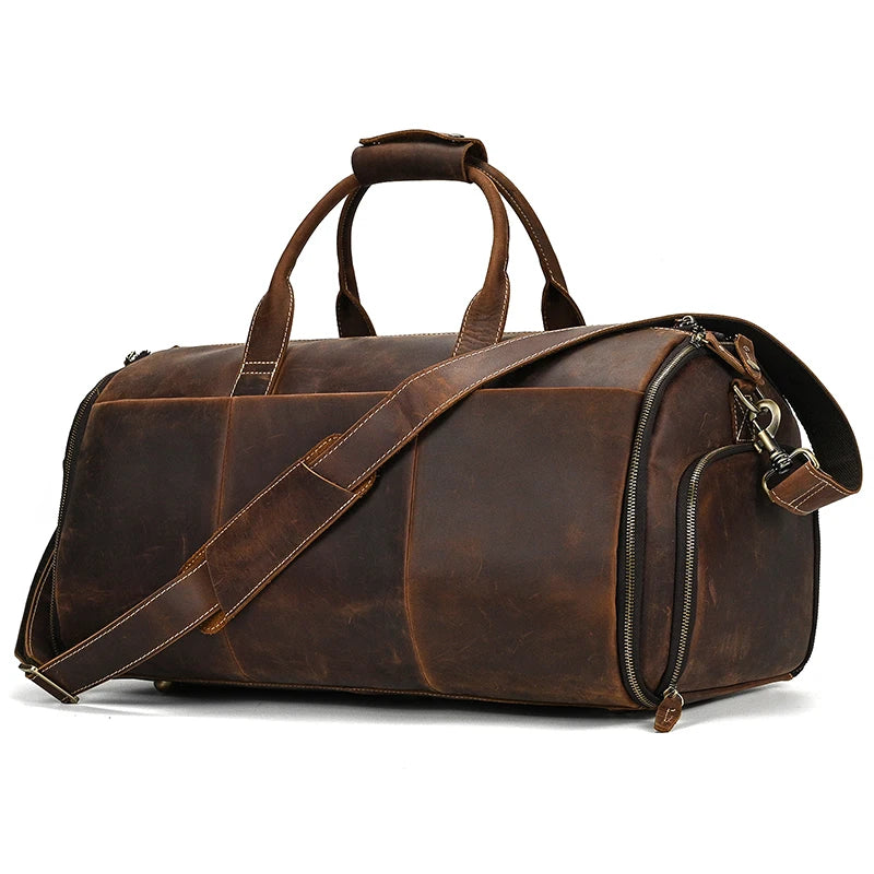 Winifred: Elite Crazy Horse Leather Travel Suit Bag – Ultimate Business Duffle Bag