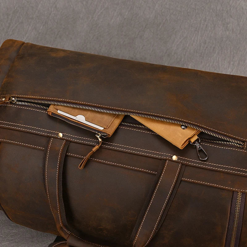 Gudrun: Vintage Wanderlust - Genuine Crazy Horse Leather Duffle Bag