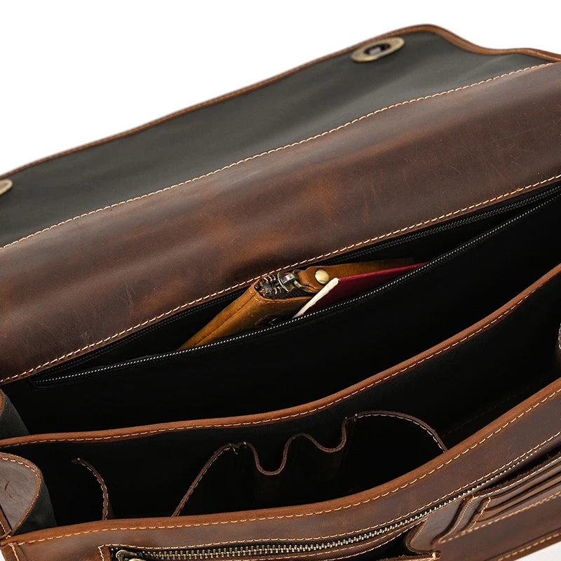 Wulfstan: Versatile Elegance: Genuine Leather Laptop Bag & Business Briefcase for Professionals