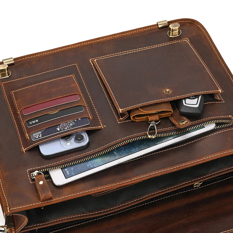 Wulfstan: Versatile Elegance: Genuine Leather Laptop Bag & Business Briefcase for Professionals