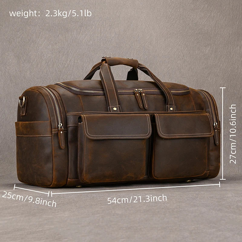 Gudrun: Vintage Wanderlust - Genuine Crazy Horse Leather Duffle Bag