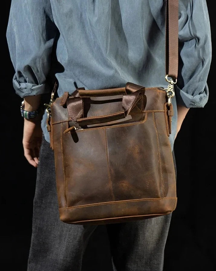 Oswald: Handmade Crazy Horse Leather Retro Shoulder Bag