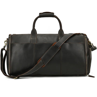 Winifred: Elite Crazy Horse Leather Travel Suit Bag – Ultimate Business Duffle Bag