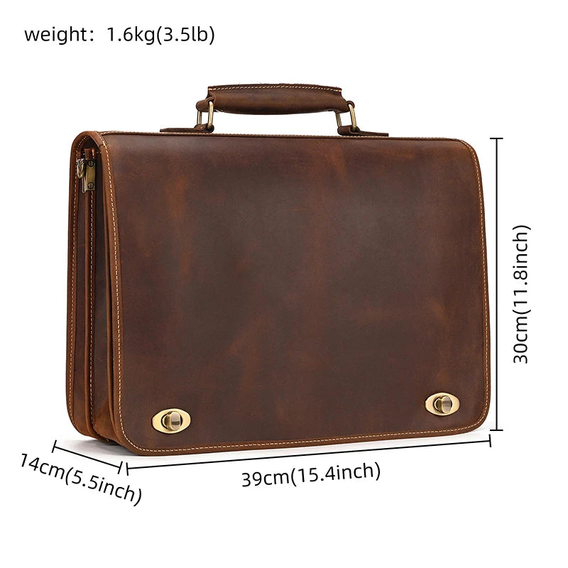 Wulfstan: Versatile Elegance: Genuine Leather Laptop Bag & Business Briefcase for Professionals