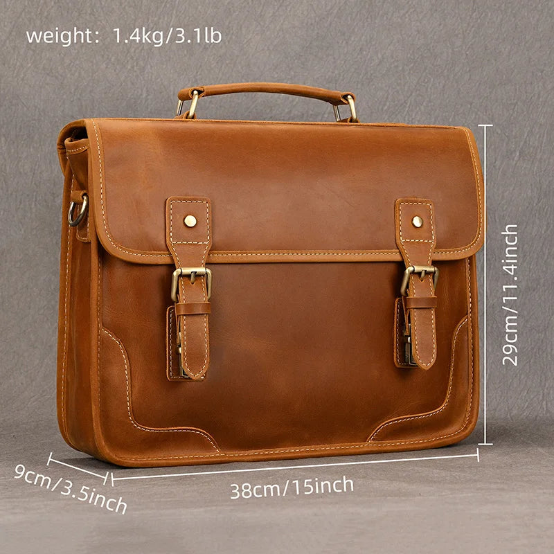 Ranulf: Executive Elegance: Premium Cowskin Leather Briefcase