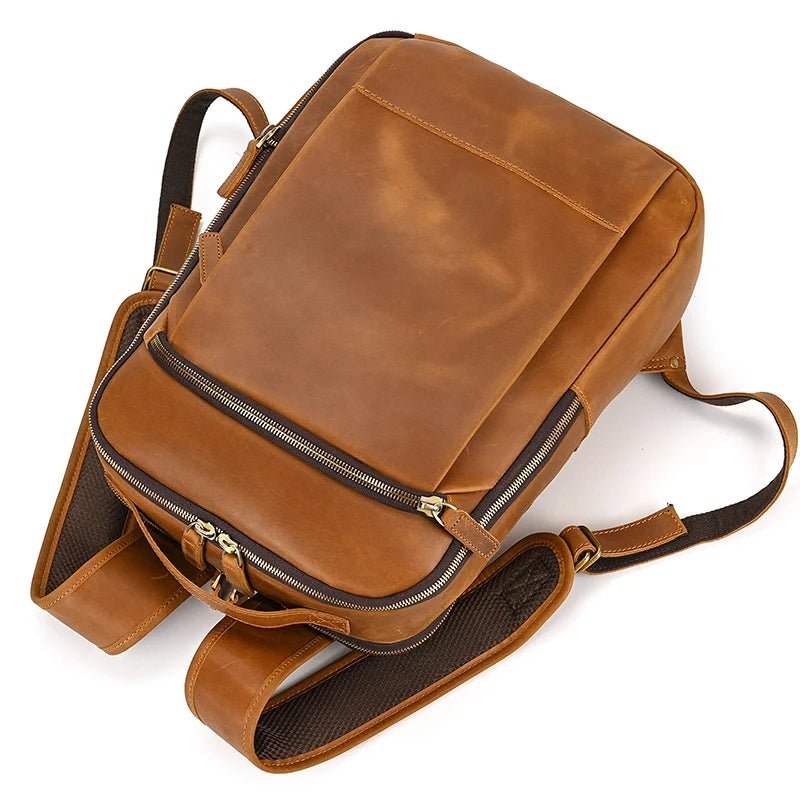 Heritage Trailblazer: Vintage Crazy Horse Leather Backpack - Fenrir Vintage Emporium