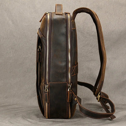 Heritage Trailblazer: Vintage Crazy Horse Leather Backpack - Fenrir Vintage Emporium