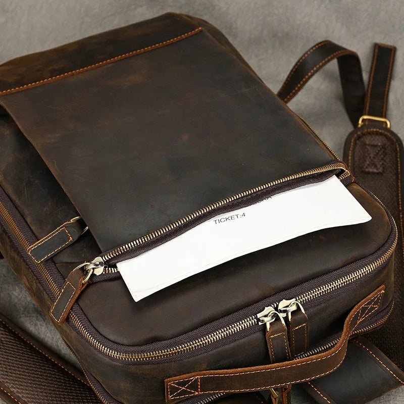 Heritage Trailblazer: Vintage Crazy Horse Leather Backpack - Fenrir Vintage Emporium