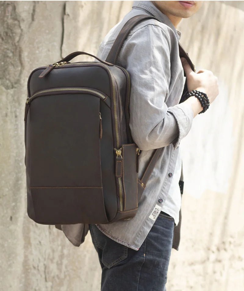 Heritage Trailblazer: Vintage Crazy Horse Leather Backpack - Fenrir Vintage Emporium