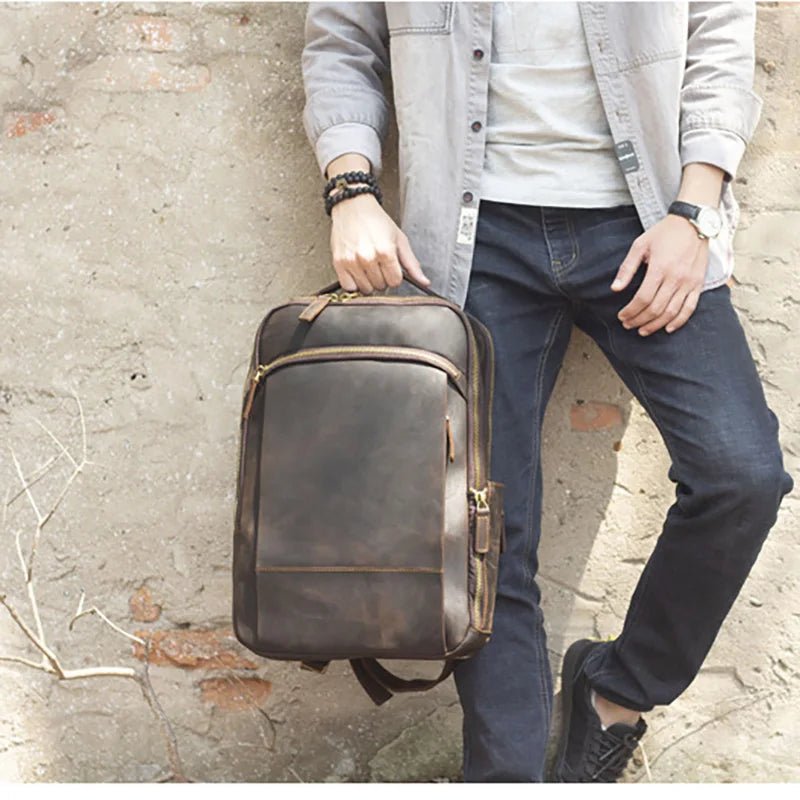 Heritage Trailblazer: Vintage Crazy Horse Leather Backpack - Fenrir Vintage Emporium