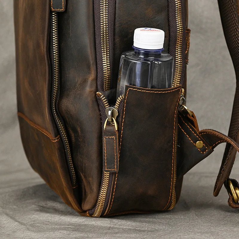 Heritage Trailblazer: Vintage Crazy Horse Leather Backpack - Fenrir Vintage Emporium