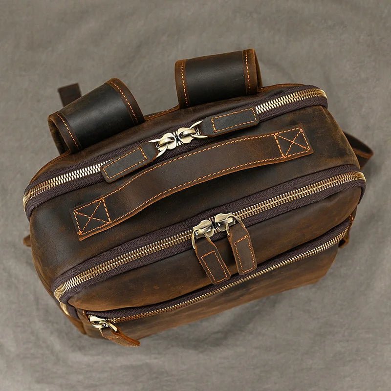 Heritage Trailblazer: Vintage Crazy Horse Leather Backpack - Fenrir Vintage Emporium