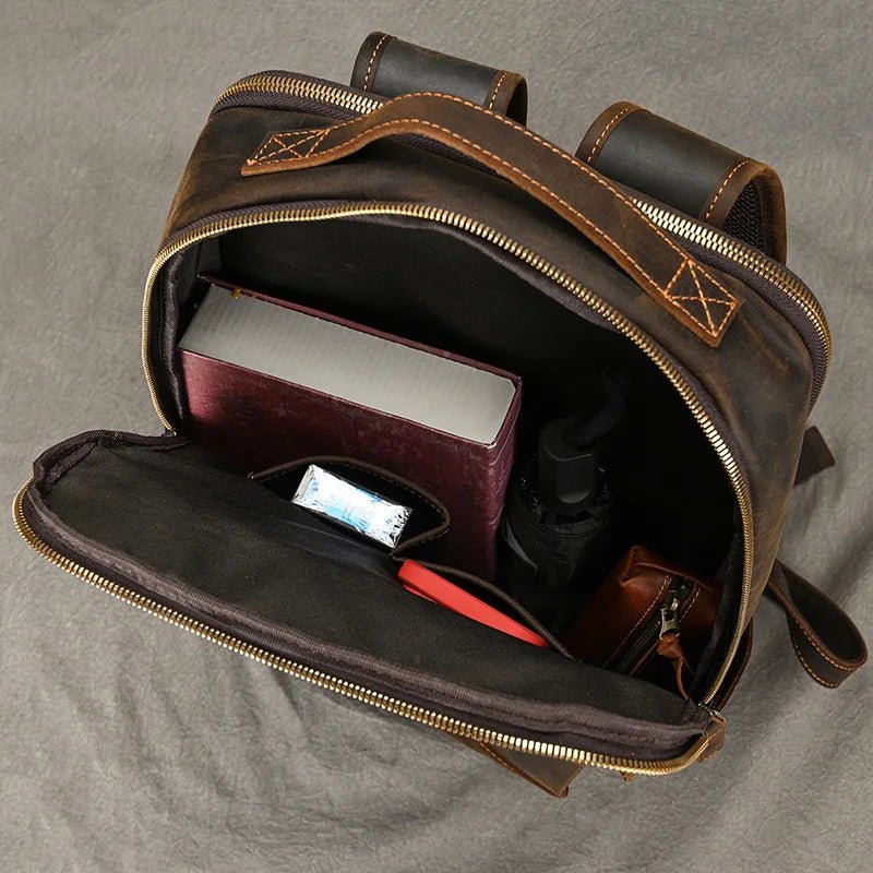 Heritage Trailblazer: Vintage Crazy Horse Leather Backpack - Fenrir Vintage Emporium