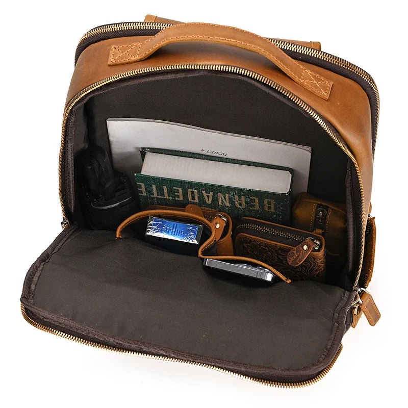 Heritage Trailblazer: Vintage Crazy Horse Leather Backpack - Fenrir Vintage Emporium