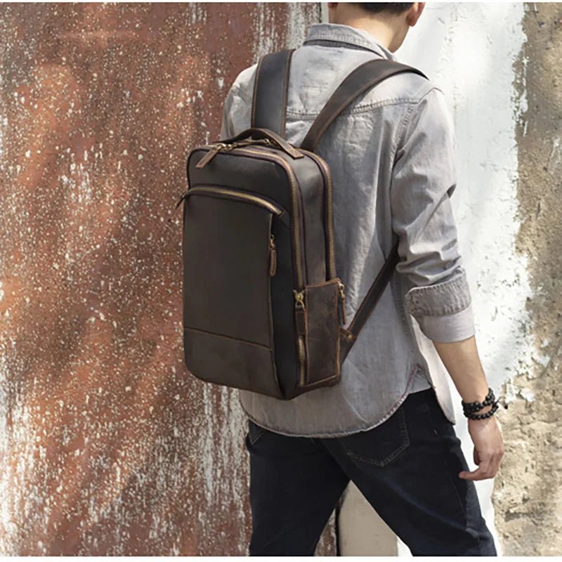 Heritage Trailblazer: Vintage Crazy Horse Leather Backpack - Fenrir Vintage Emporium