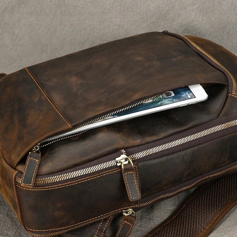Heritage Trailblazer: Vintage Crazy Horse Leather Backpack - Fenrir Vintage Emporium