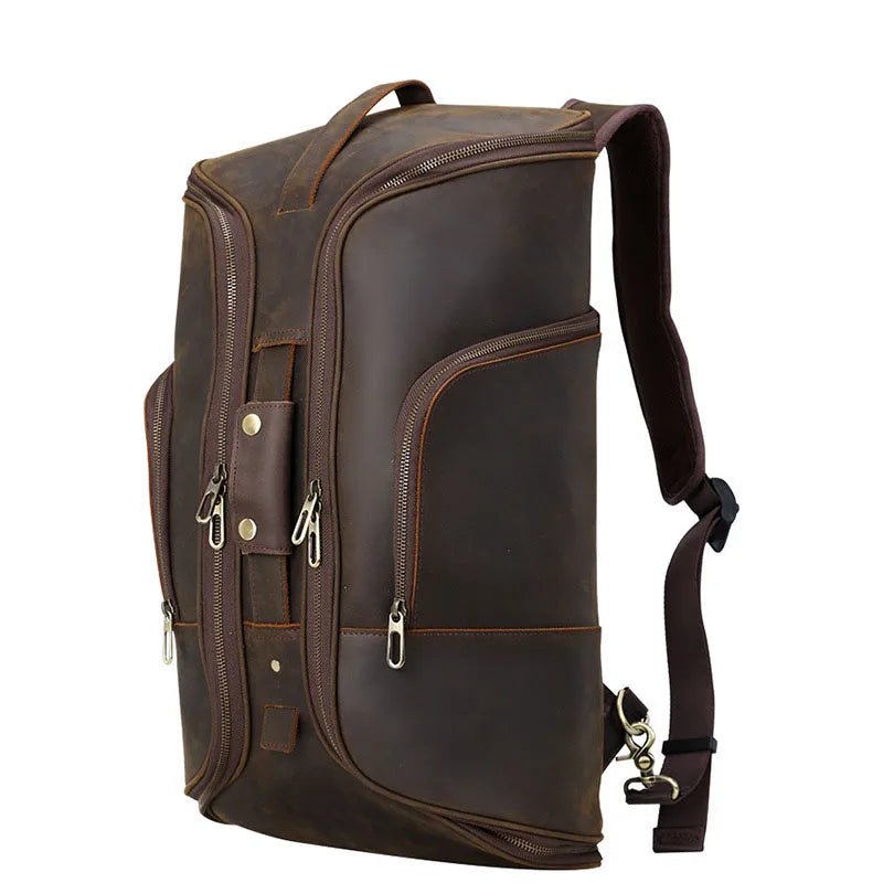 Retro Explorer: Genuine Leather Travel Duffel Bag & Backpack - Fenrir Vintage Emporium