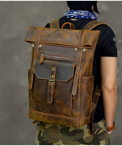 Rustic Voyager: Retro School & Travel Rucksack Backpack - Fenrir Vintage Emporium