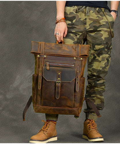 Rustic Voyager: Retro School & Travel Rucksack Backpack - Fenrir Vintage Emporium