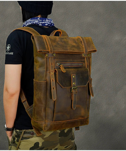 Rustic Voyager: Retro School & Travel Rucksack Backpack - Fenrir Vintage Emporium