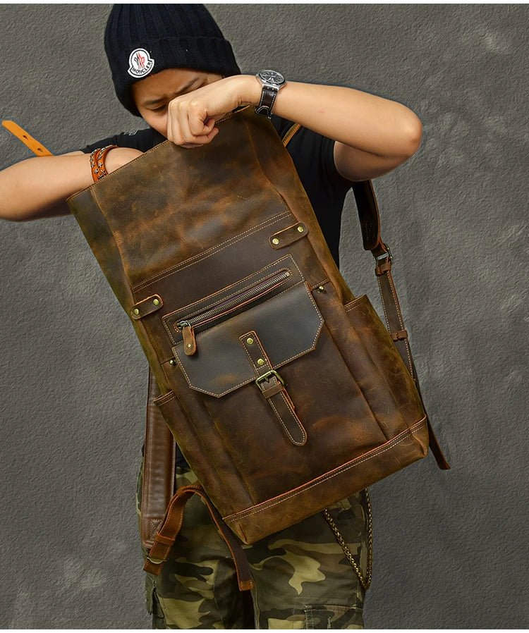 Rustic Voyager: Retro School & Travel Rucksack Backpack - Fenrir Vintage Emporium