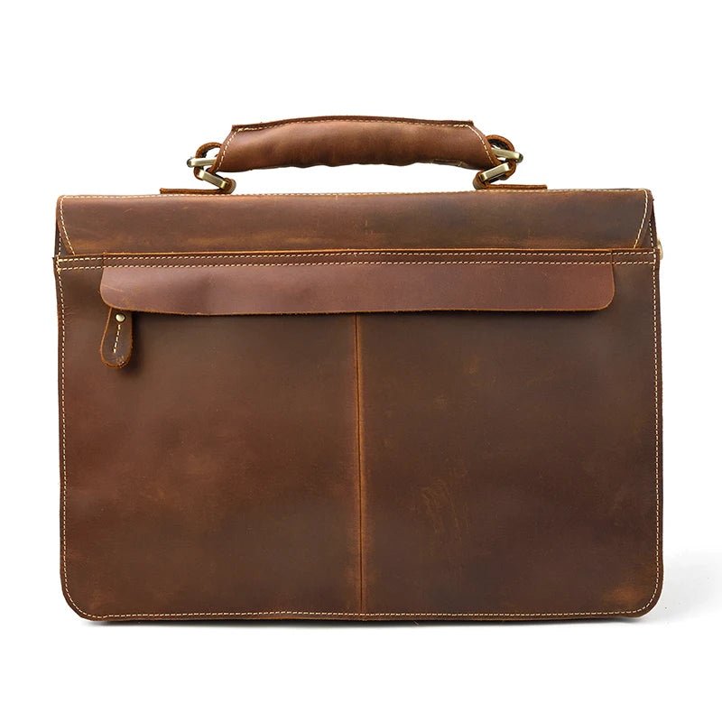 Vintage Vanguard: Crazy Horse Leather Messenger Briefcase - Fenrir Vintage Emporium